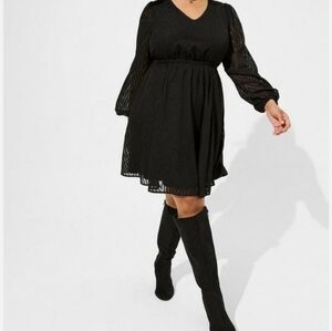 Torrid plus size black babydoll dress, size 4 (26/28) NEW